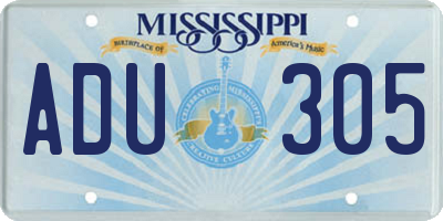 MS license plate ADU305