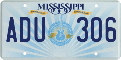 MS license plate ADU306
