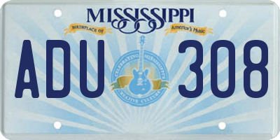 MS license plate ADU308