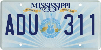 MS license plate ADU311