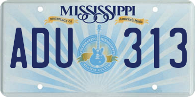 MS license plate ADU313