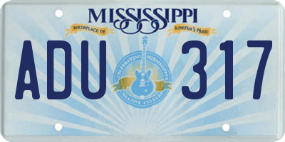 MS license plate ADU317