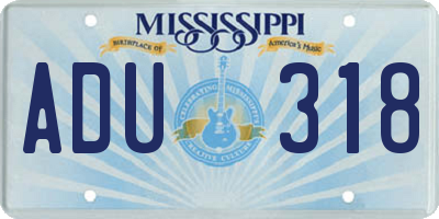 MS license plate ADU318