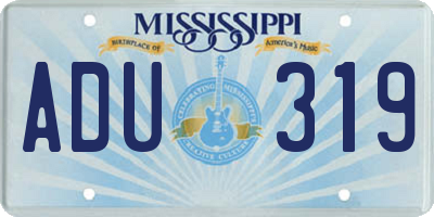 MS license plate ADU319
