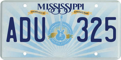 MS license plate ADU325