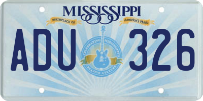 MS license plate ADU326