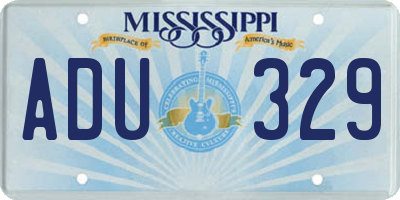 MS license plate ADU329