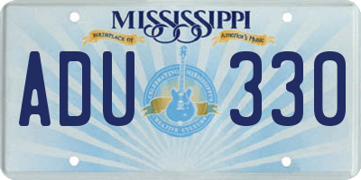 MS license plate ADU330