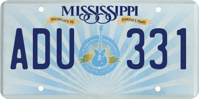 MS license plate ADU331