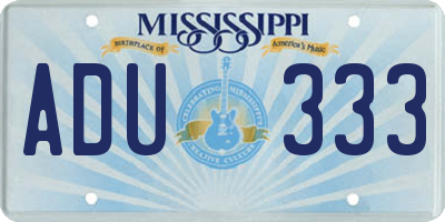 MS license plate ADU333