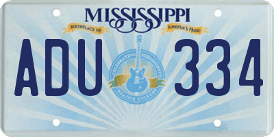 MS license plate ADU334