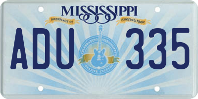 MS license plate ADU335