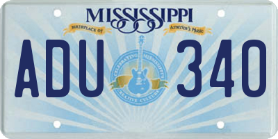 MS license plate ADU340