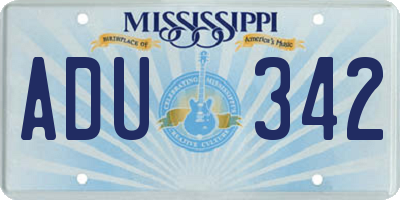 MS license plate ADU342