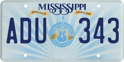 MS license plate ADU343