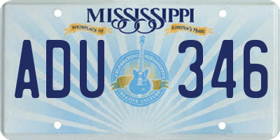 MS license plate ADU346