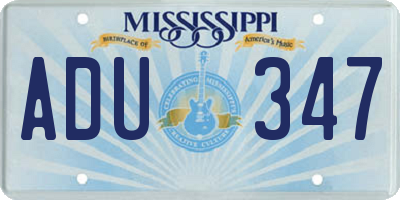 MS license plate ADU347