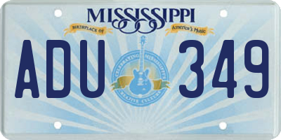 MS license plate ADU349