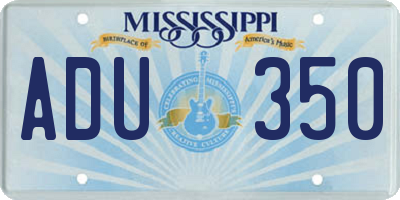 MS license plate ADU350