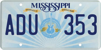 MS license plate ADU353