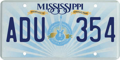 MS license plate ADU354