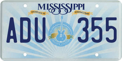 MS license plate ADU355