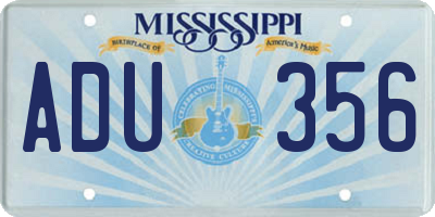 MS license plate ADU356