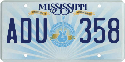 MS license plate ADU358