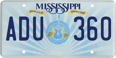 MS license plate ADU360