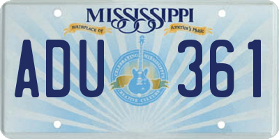 MS license plate ADU361