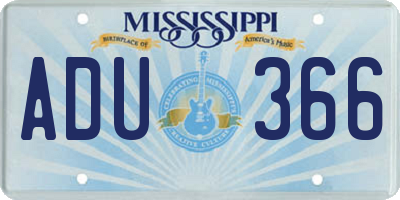 MS license plate ADU366