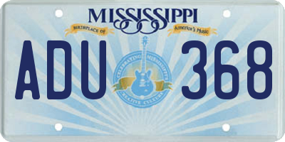 MS license plate ADU368