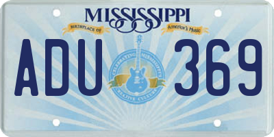 MS license plate ADU369