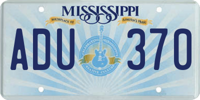 MS license plate ADU370