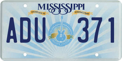 MS license plate ADU371