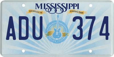 MS license plate ADU374