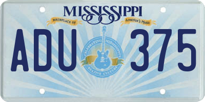 MS license plate ADU375