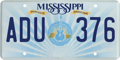 MS license plate ADU376