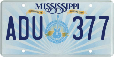 MS license plate ADU377