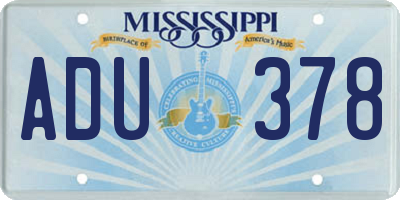 MS license plate ADU378