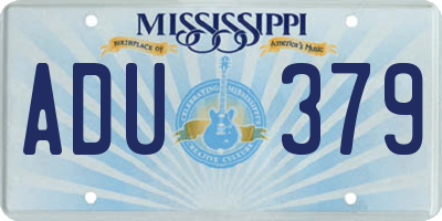 MS license plate ADU379