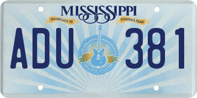 MS license plate ADU381