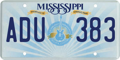 MS license plate ADU383