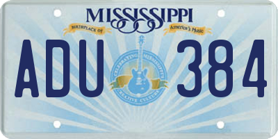 MS license plate ADU384