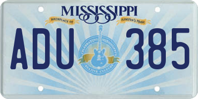 MS license plate ADU385