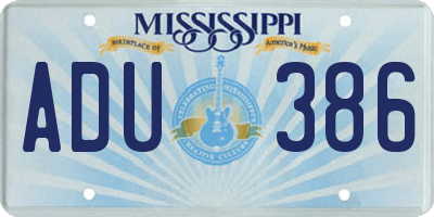 MS license plate ADU386