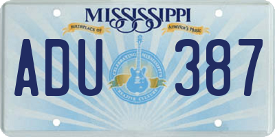MS license plate ADU387