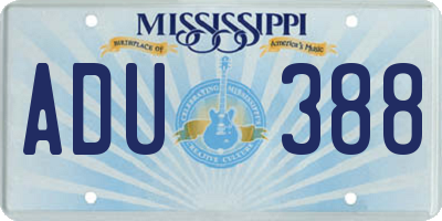 MS license plate ADU388
