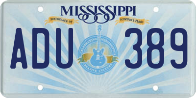 MS license plate ADU389