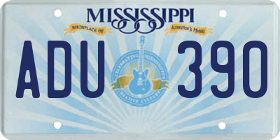 MS license plate ADU390